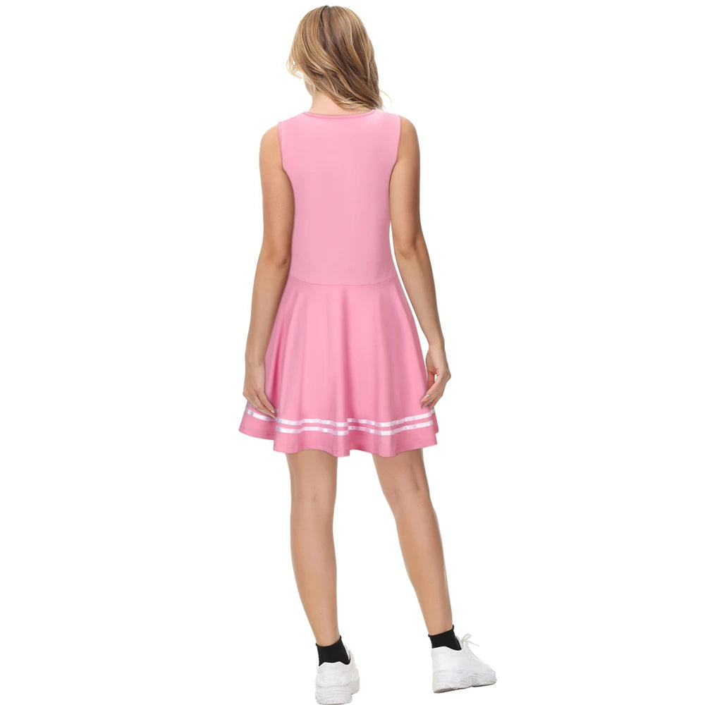 Sissy Cheerleader Uniform – Pink & White Sleeveless Cheerleading Dress